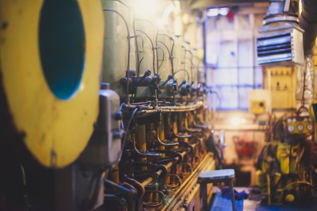 Engine,Room,On,A,Cargo,Boat,Ship,Interior,,Ship’s,Engine